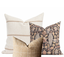 Load image into Gallery viewer, Tan Woven Stripe Pillow Cover