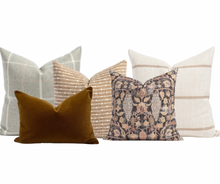 Load image into Gallery viewer, Tan Woven Stripe Pillow Cover