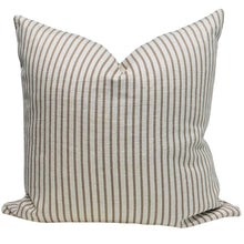 Load image into Gallery viewer, Brown Linen Stripe Pillow Cover