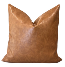 Load image into Gallery viewer, Brown Pleather Pillow Cover