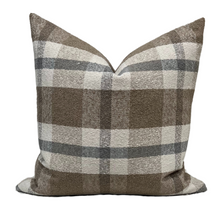 Load image into Gallery viewer, Brown Plaid Pillow Cover