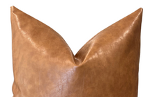 Load image into Gallery viewer, Brown Pleather Pillow Cover