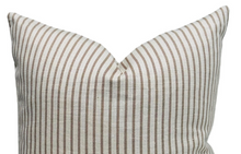Load image into Gallery viewer, Brown Linen Stripe Pillow Cover
