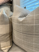 Load image into Gallery viewer, Grey Plaid Pillow Cover

