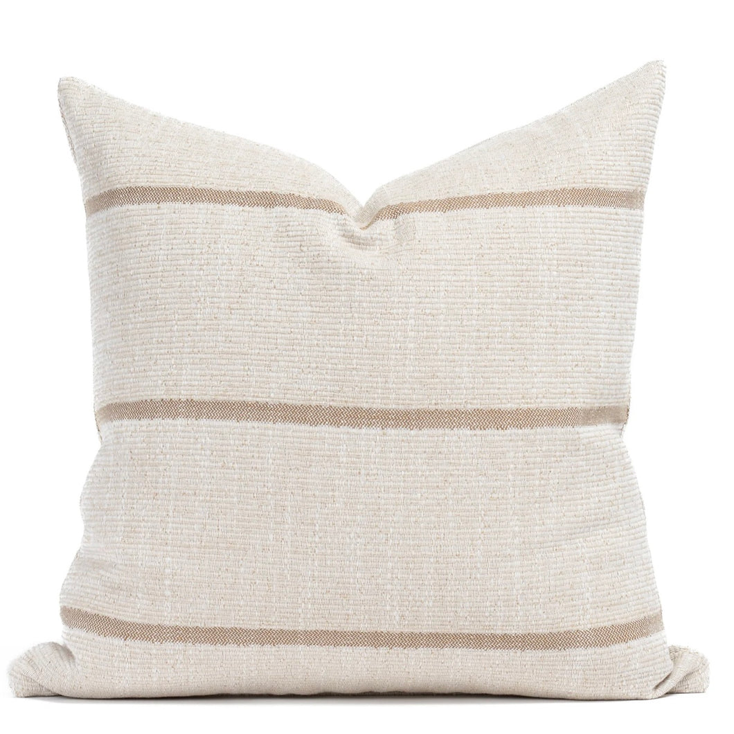 Tan Woven Stripe Pillow Cover
