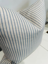 Load image into Gallery viewer, Blue Linen Stripe Pillow Cover
