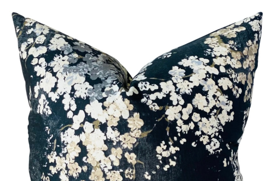 Black floral Pillow Cover